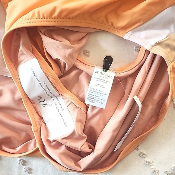 NWT J.Crew Orange Side Stripe Swimsuit one piece size 20 - Picture 2 of 4